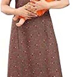 fabme Women's Alpine Cotton Night Dress Maternity, Nursing Night Dress Nighty with Vertical Zip-picture-9