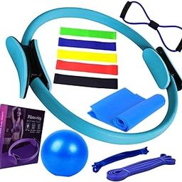 THE STYLE SUTRA® 12Pcs Pilates Ring Circle and Ball Kit Portable Stretching Strap for Workout Blue | Sporting Goods | Fitness, Running & Yoga | Yoga & Pilates | Pilates Rings-image-70