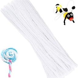 100 Pieces Pipe Cleaners Chenille Stem, Solid Color Pipe Cleaners Set for Pipe Cleaners DIY Arts Crafts Decorations, Chenille Stems Pipe Cleaners (White)-14