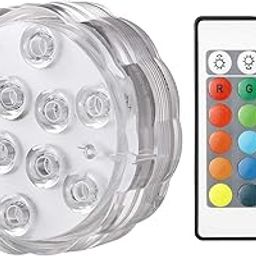 OYRIS Submersible Waterproof LED Spot Lights Battery Operated with Remote Controlled for Hot Tub, Swimming Pool, Pond, aquarium vase, underwater bath, fish tank, wedding diwali decor(16 Color, Pack-1)-image-1