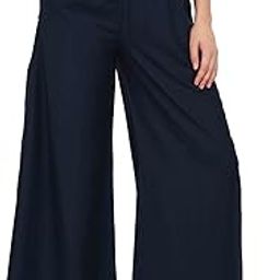 Women`S Navy Blue Viscose Solid Regular Fit Palazzo, 30-image-25