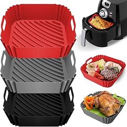 DUXAA 3 Pcs Air Fryer Silicone Liners, 8.5", Reusable Heat Resistant, for 4 to 8 QT Air Fryer Inserts for Oven Microwave Accessories-picture-28