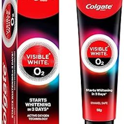 Colgate Visible White O2, Teeth Whitening Toothpaste (50g) for noticeably whiter teeth starting in 3 days with Active Technology, Enamel Safe Teeth Whitening & Fresh Breath-4