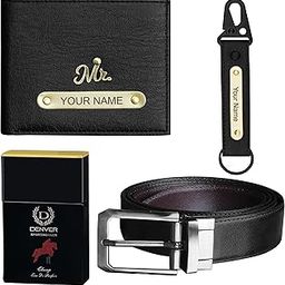 Essential Leather Wallet with Keychain Belt & Perfume Gift Set for Him (Black)-16