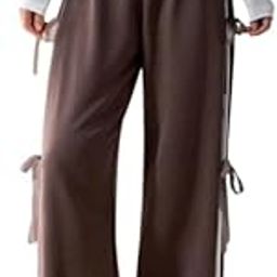 Women's Bow-Tie Wide Leg Pants, with Side Stripes, Skin-Friendly Comfortable Loungewear-picture-12