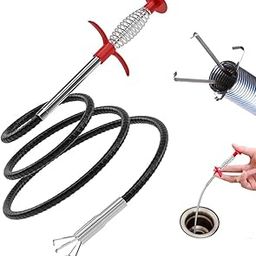 Sink Drain Cleaner Cable, Cleans Kitchen and Bathroom Sinks, Drain Pipe Cleaning Spring Stick, Hair Catching | Drain Pipe Cleaning Wire | Basin Cleaner Tool | 5 foot (160 CM) Pack of 1-image-6
