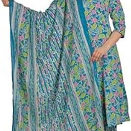 Soft Cotton Blue A-line Floral Print Festival Wear Kurta Set with Dupatta for Women [TP8437V-57] 8XL Size-image-23