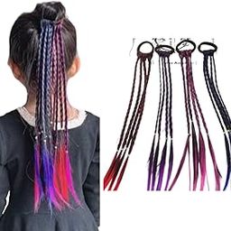 HAIR WALA™ 04 PCS Hair Extension Braids, Colorful Fake Braid Hairpieces with Hair-Band Braided Hair Styling Accessories for Girls Cosplay Performance Birthday Party Favors(multicolor)-image-12