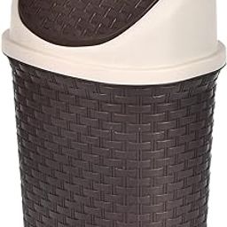 Heart Home Multiuses Plastic Dustbin For Home, Kitchen, Office, Bathroom With Swing Lid 7 Litre (Brown)-47HH0706-0
