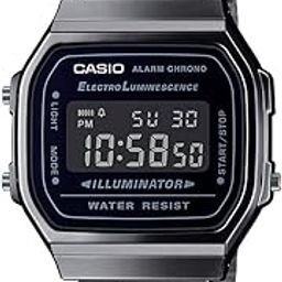 Vintage A168WGG-1BDF Digital Black Dial Unisex Watch Grey Metal Strap (D182)-image-88