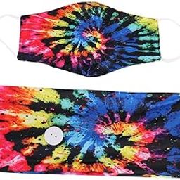 Wide Stretch Headband with Buttons+ Face Mask Sport Hair Band Sweatband 04 Womens Accessories | Hair Accessories-image-49