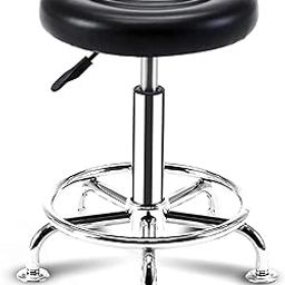 Creative Adjustable Bar Stool with Swivel Round Seat, Chrome Base, Black | (Pack of 1)-32