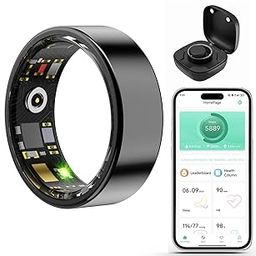 Smart Wellness Ring, Stylish Fitness Tracker with Heart Rate, Blood Oxygen, Blood Pressure, Sleep & Step Monitor. IP68 Waterproof, No Subscription, iOS & Android Compatible (Black, 10)-11