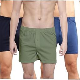 Men Assorted Colour Knitted Real Relax Without Pocket Inner Elastic Boxer (Pack of 3)-80-25