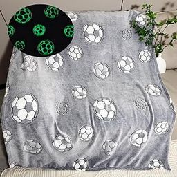 Sviuse Glow in The Dark Soccer Blanket Twin Size Sports Ball Throw Football Fans Gifts Soft Cozy Blankets for Boys Men Balls Decor for Kids and Adults (60"X80", Glow Soccer)-image-60