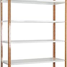 Mil-Nil Prime CRC Sheet 72X36X18 Inch Multipurpose Storage, Adjustable Shelf, Slotted Angle Rack with 6 Shelves 18 Gauge_Orange/Ivory 14 Gauge Angles-14