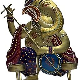 Decorative Metal Wall Art, Hand-Painted Celestial Design, Blue and Gold, Traditional Indian Style-image-13