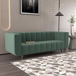 GLOBALFURNITUREHUB 3 Seater Sofa | Luxury Comfort & Extra Spacious | Sofa Set | Wooden Sofa Set for Living Room | Couch Sofa Living Room & Office (Light Green)-image-24