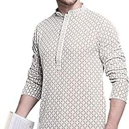 Men Sequin Embroidered Pure Cotton Kurtas-image-35