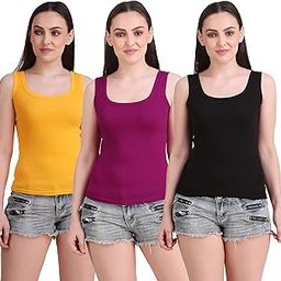 Camisole Tank Top/Vest Chemise Sando Spaghetti Inner Wear Camis for Girls and Women-Pack of 3-image-98