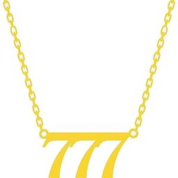 Personalized Angel Number Name Necklace with Gold plated name pendantYear Necklace, 111 222 333 444 555 666 777 888 999, Lucky number Year Date Necklace Set of 1-image-19