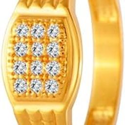 Men's 22K (916) Gold Metal and American Diamond Ring (Yellow)-image-67