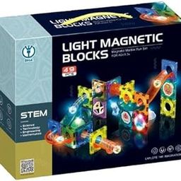 Massive Reckon® 49 Pcs Light Magnetic Tiles Building Blocks, 3D Clear Stem Educational Toy, Magnetic Marble Run Toys for Kids-22