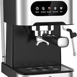 Rossmann Coffee Maker, 20 Bar Italian Ulka Pump, 1350 Watts Quick Heating, Espresso 1 & 2 Cup, Americano, Cool Espresso, LED Touch Screen, 1.5 Liter Detachable Water Tank, Frothing Wand-2