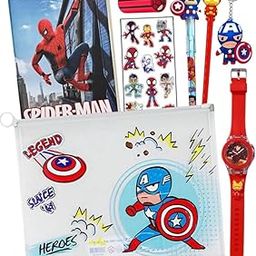 Superheroes Rakhi Gift Set for Kids Brothers, Rakhi Watch with School Stationery Kit, Folder Pouch, Diary, Stickers and Keychain Istylish rakshabandhan Combo Hamper Gift Set (Superhero)-image-88