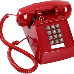 THE STYLE SUTRA Vintage Design Wired Desk Telephone Metal Base for Hotel Home 13x22.2x11.5cm Red-image-3