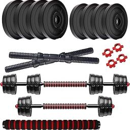 Amazon Brand - Symactive 22 Kg 3-in-1 Convertible Dumbbells Fitness Kit for Full Body Workout (2.5 Kg x 4 + 3 Kg x 4 Weight, 14'' Dumbbell Rods Pair & Nuts, 1 Cushioned Connector Rod)-image-62