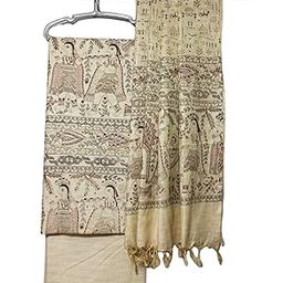 Women's Pure Cotton Silk Handcrafted Screen Print Unstitched Salwar Suit Dress Material with Duputa-image-41