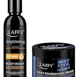 LAFFY -Vitamin C Body Wash (200ml) & Mint Cool Hair Cream (100gm) COMBO | Brightens Skin, Nourishes Hair, Promotes Hair Growth | Set of 2-image-96