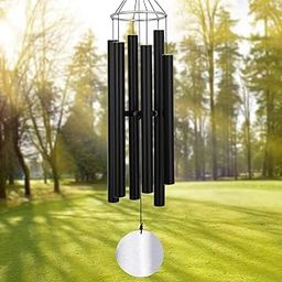 NATURAL MELODY Black Decorative Hanging Wind Chimes for Home Positive Energy | Bedroom Living Room Garden Hanging Decor with Sweet Sound (56 inch Long, Black)-image-90