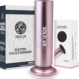 SoleLux Electric Foot File, Electric Foot Scrubber Dead Skin Remover for at Home Spa with 60 Sanding Pads, Adjustable Speed Electric Callus Remover for Feet for Hard Cracked Dry Dead Skin Exfoliation-image-0
