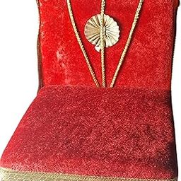 Decorative Velvet Bed Set for Laddu Gopal Ji, Red with Gold Trim and Floral Design-image-86