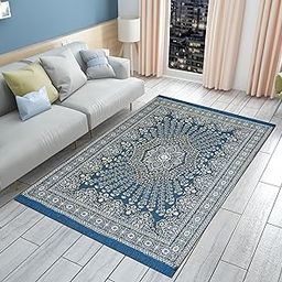Furnishing Hut Designer Superfine Cotton Carpet 150x210 cm or 5x7 ft | Carpet for Living Room/Area Rug/Darrie with Washable & Durable Fabric/Carpet | Bedroom Runner Reactangular (Aqua)-image-94