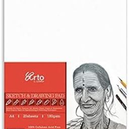 Campap Arto 180Gsm Sketch & Drawing Paper, 20 Sheets (A4), Acrylic-image-65