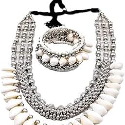 Shell Work Jewellery Set, Shell Necklace and Bracelet Combo-image-96
