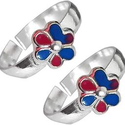 Metal Silver Plain flower Bichiya Toe Ring for Women, Pack of 2-image-36