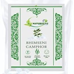 NATURELIVE Bhimseni camphor 50g | pacha karpooram original or bhimseni kapoor original camphor for pooja, bheemsen kapoor for Arti, use for camphor diffuser electric (Bhimseni Camphor, 50g)-image-31