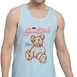 Teddy Bear Printed Cotton Tank Top Vest for Men-picture-25