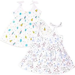 Kidbea® 100% Extra Soft Muslin Cotton Fabric Baby Girls Frock For Summer wear, Nightwear | Multipack Combo | Tiger, Space, Butterfly, Mickey, Cute Chick, Rainbow Print Size (0-3 Months to 9-12 Months)-image-79