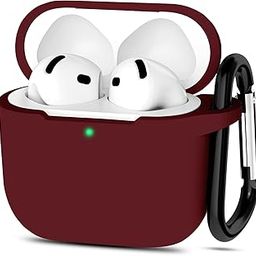 Latali New Silicone Case Compatible with Apple AirPods 4 Generation (2024) Protective Soft Silicone 360° Full Protection Dust-Proof Shockproof Case Cover with Hook (Cover Only) (Burgundy)-26