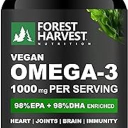 Forest Harvest Plant Based Vegan Omega-3, 6, 7, 9 | 90 Veg Capsules | Enriched with 98% EPA & 98% DHA | Algal DHA, Flaxseed Extract 10X & Sea Buckthorn Berry Extract | 1000mg Per Serving-image-14