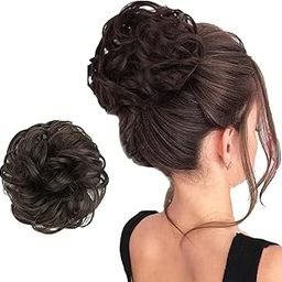 Hair Flare Messy Bun Hair Piece Synthetic Hair Scrunchies/Hair Extension With Elastic Rubber Band | Hairpiece for Women/Girls - Brown, Pack of 1-image-43