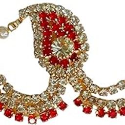 Brij Sugandha 3 Line Stone Chandrika/Damini for Radha Rani, Durga ma, Laxmi ma Etc Forehead Shringar by The Kanha Store (Blue)-image-78