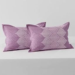 Cloth Fusion Glace Cotton Pillow Cover Set of 2 with Envelope Closure, Soft Pillow Case for Comfort (17"X27" Inches, Ogee Lavender)-image-29