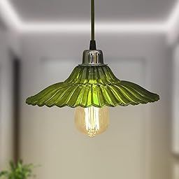 Homesake Vintage Green Glass Pendant Light-Retro Industrial Edison Bulb Hanging Lamp Home Decor,Ceiling Fixture,Chandelier,Pendant Light Fixture,Industrial Lighting,Living Room,Bedroom,Dining Room-image-13