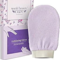 WBC WORLDBEAUTYCARE Moroccan Hammam Exfoliating Kessa Scrub Glove Shower Scrub Gloves Body Facial Tan Massage Mitt Double layered Imported (Light Purple)-24